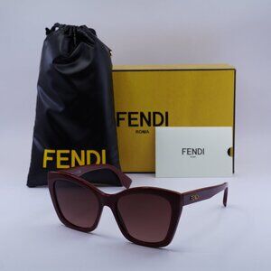 Fendi FE40151I 66F Butterfly Sunglasses - Red/Brown